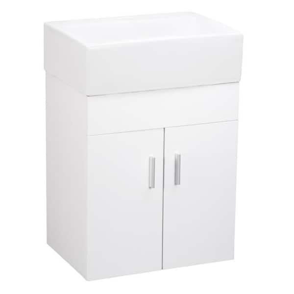 Elanti 17 in. Vanity Cabinet with Wall-Mounted Rectangle Bathroom Sink in White