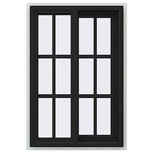 24 in. x 36 in. V-4500 Series Bronze FiniShield Vinyl Right-Handed Sliding Window with Colonial Grids/Grilles