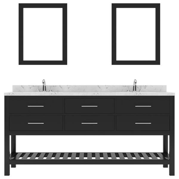 Virtu USA Caroline Estate 72 in. W x 22 in. D x 35 in. H Double Sink Bath Vanity in Espresso with Quartz Top and Mirror