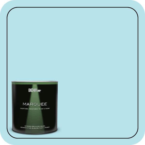 BEHR MARQUEE 1 qt. #P490-1 Ocean Front Semi-Gloss Enamel Exterior Paint & Primer