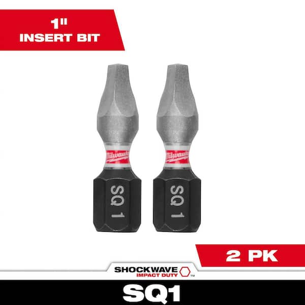 Milwaukee SHOCKWAVE™ Impact Duty 1"  Square Recess #1 Insert Bits (2 PK)
