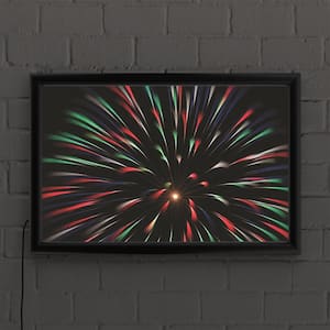 "Abstract fireworks 2020 12" by Kurt Shaffer Photographs Framed with LED Light Abstract Wall Art 16 in. x 24 in.