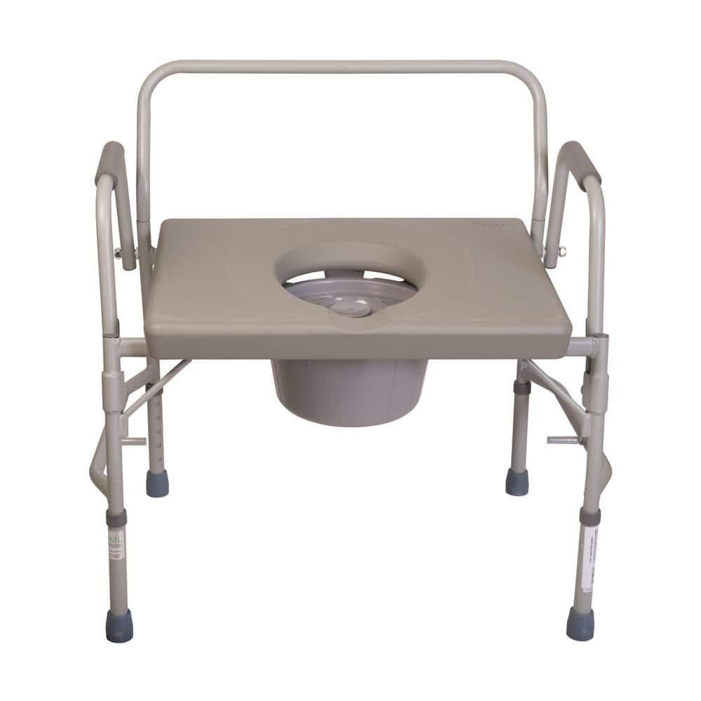 Extra-Wide Heavy-Duty Drop-Arm Commode in Steel