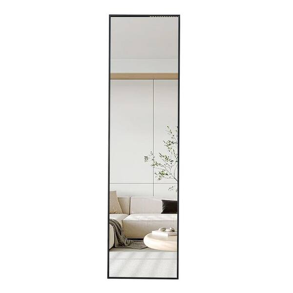 Unbranded 22.8 in. W x 65 in. H Rectangle Aluminium Alloy Full-length Framed Black Floor Mounted Mirror, Wall Mounted Mirror