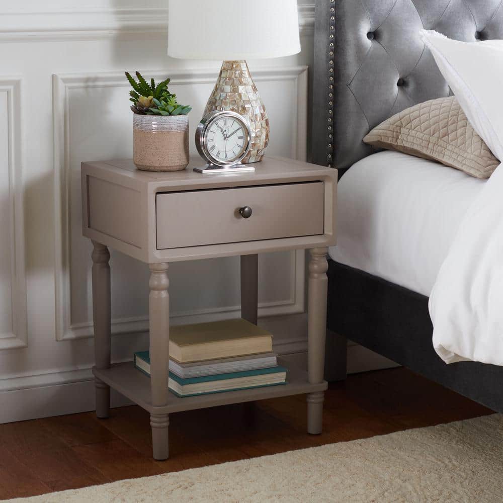 Transitional Siobhan White Pine 1-Drawer End Table