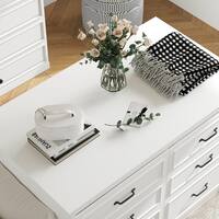 FUFU&GAGA White 12-Drawer 61.9 in. Dresser with Flip-Top Storage Bench, Gray Cushion, and Large Capacity for Closet Organization J-KF330162-01ab
