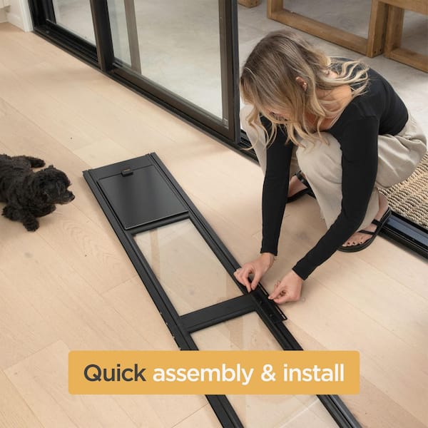 Hakuna Pets Black Glass Patio Pet Door, Small 5078 - The Home Depot