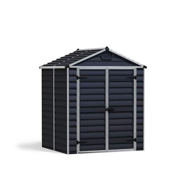 SkyLight 6 ft. W x 5 ft. D Resin Plastic Outdoor Garden Storage Shed with Floor (30.1 sq. ft) in Midnight Gray