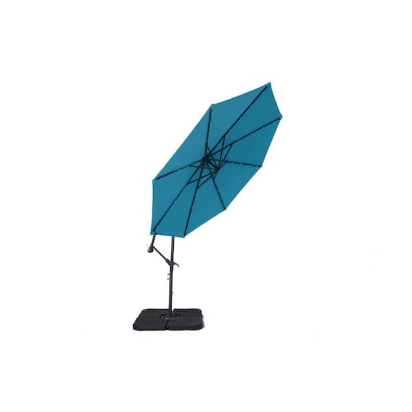 Unbranded 10 ft. Steel Cantilever Solar Patio Umbrella in Light Blue