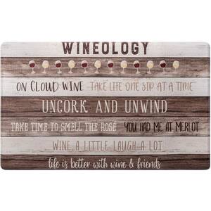 Cozy Living Wineology Brown 17.5 in. x 30 in. Anti Fatigue Kitchen Mat