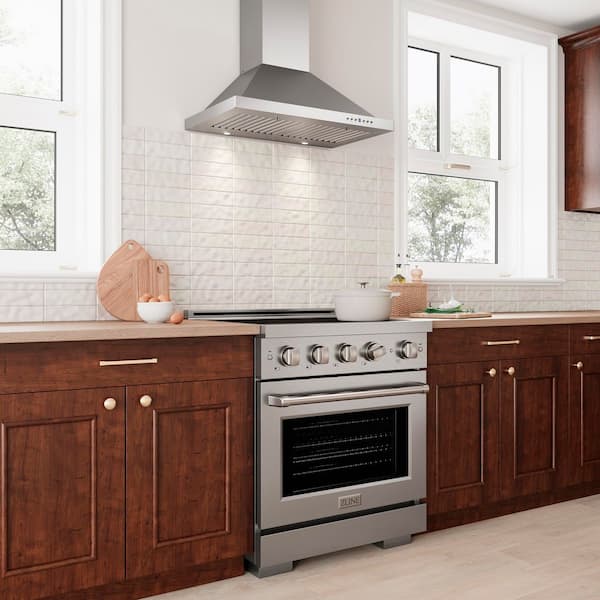 30 in. 400 CFM Convertible Vent Wall Mount Range Hood with LED Lighting - Stainless Steel