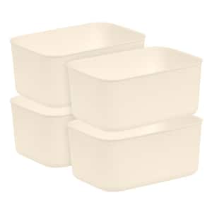 IRIS USA - Scatola portaoggetti in plastica da 40 QT con coperchio e fermi, confezione da 4, senza BPA, soluzione organizzativa trasparente, contenitori impilabili impilabili, maniglia di sicurezza