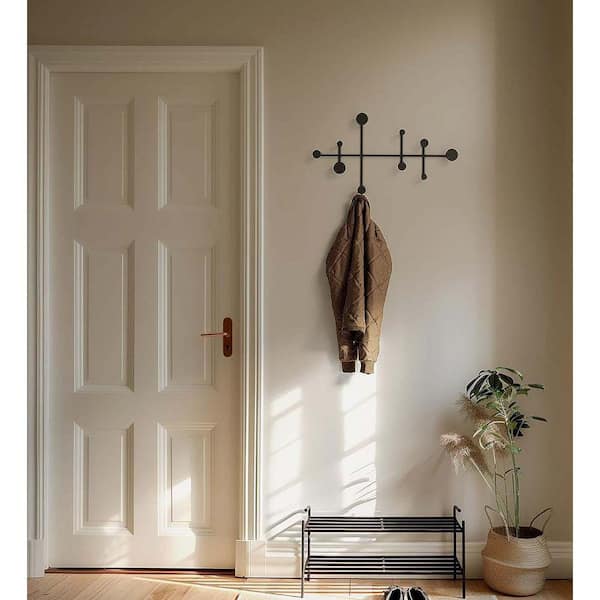 White Wall Coat Rack with Hidden Hooks TG-D6-03267 - The Home Depot