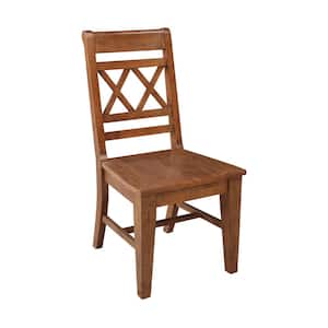 Farmhouse Distressed Oak Solid Wood Dining Side Chair (Set of 2)