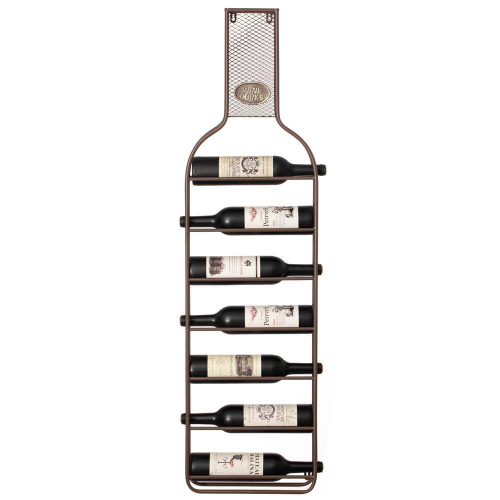 Vintiquewise Decorative Wall-Mounted 7-bottle Metal Wine Rack with
