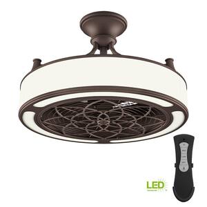 Windara 22 in. LED Indoor/Covered Outdoor Bronze Ceiling Fan with Light Kit and Remote Control