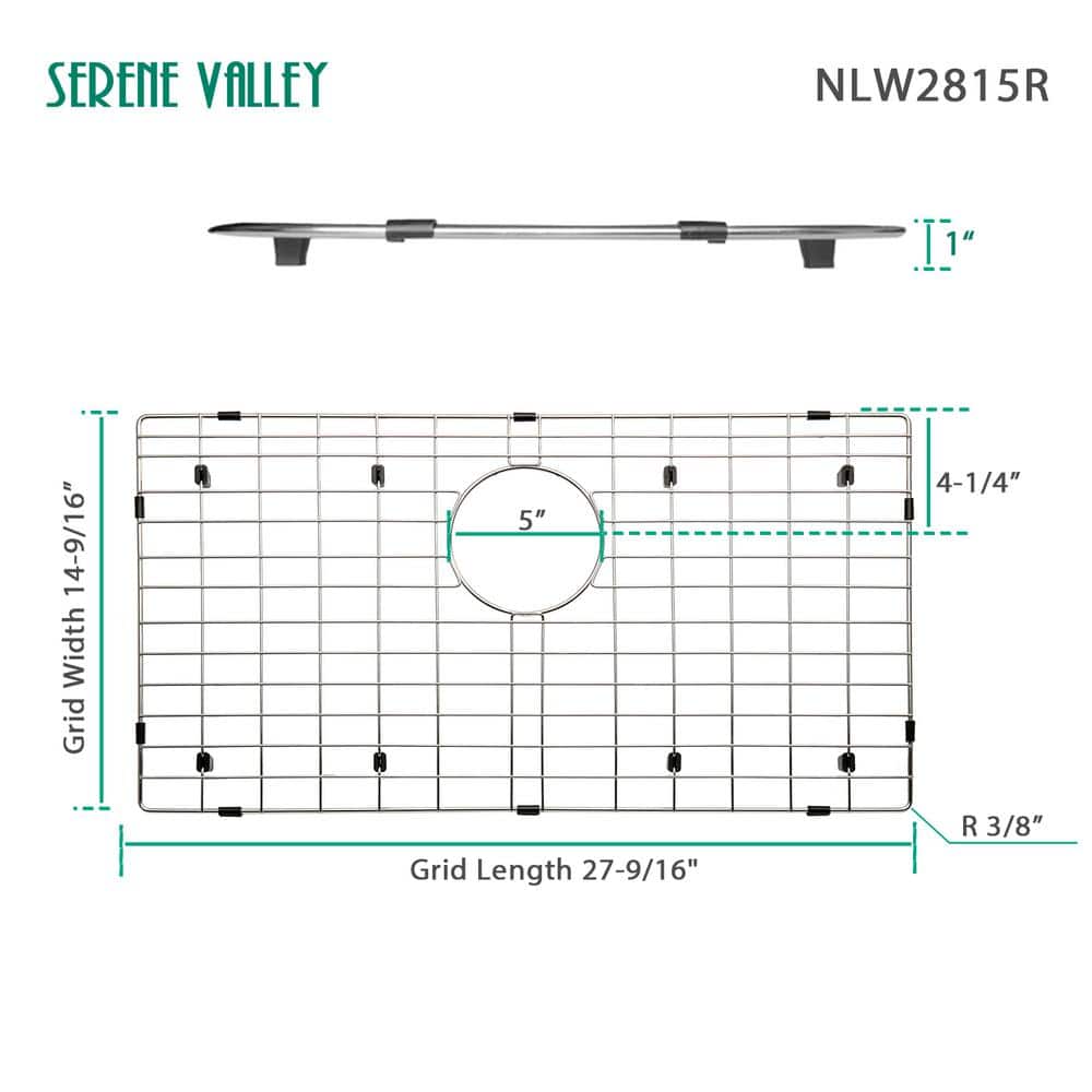 27.44" x 14.45" Stainless Steel Sink Grid with Rear Drain