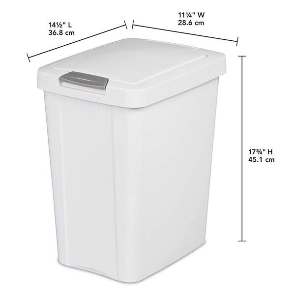 Sterilite 11 gal. Slim Handsfree Portable Wastebasket Trash Can, White (12 Pack)