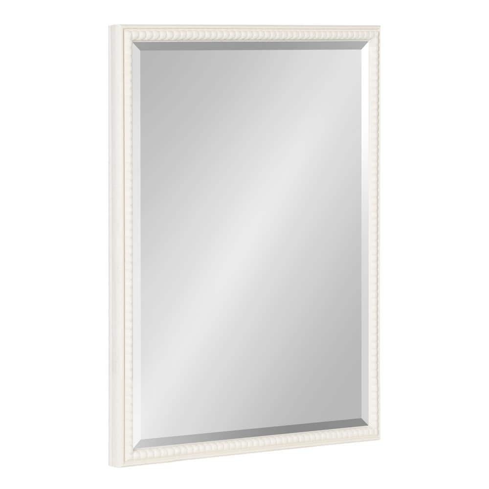 Kate and Laurel Makenna 18.00 in. W x 24.00 in. H White Rectangle  Traditional Framed Decorative Wall Mirror 225651 The Home Depot
