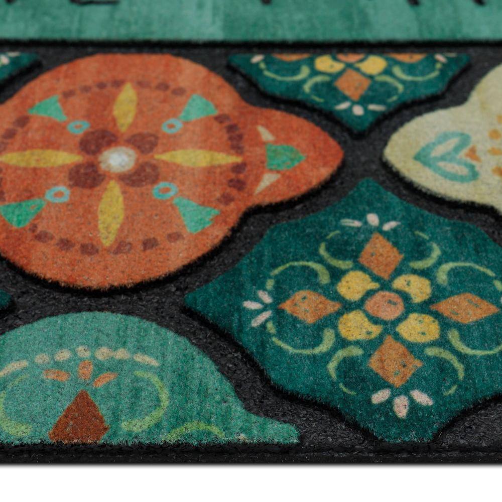 Multicolor Medallion Design Outdoor Rubber Door Mat