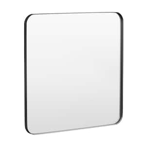 36 in. W x 36 in. H Tempered Glass Rectangular Framed Wall-Mounted Bathroom Vanity Mirror in Black