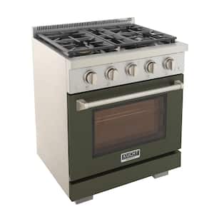 Professional 30 in. 4.2 cu. ft. 4-Burners Freestanding Natural Gas Range in Olive Green with Convection Oven