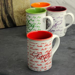 Inspirational Words 16 oz. Assorted color Ceramic Mug (Set of 4)