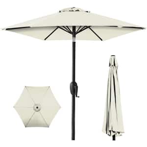 7.5 ft Heavy-Duty Outdoor Market Patio Umbrella with Push Button Tilt, Easy Crank Lift in Ivory