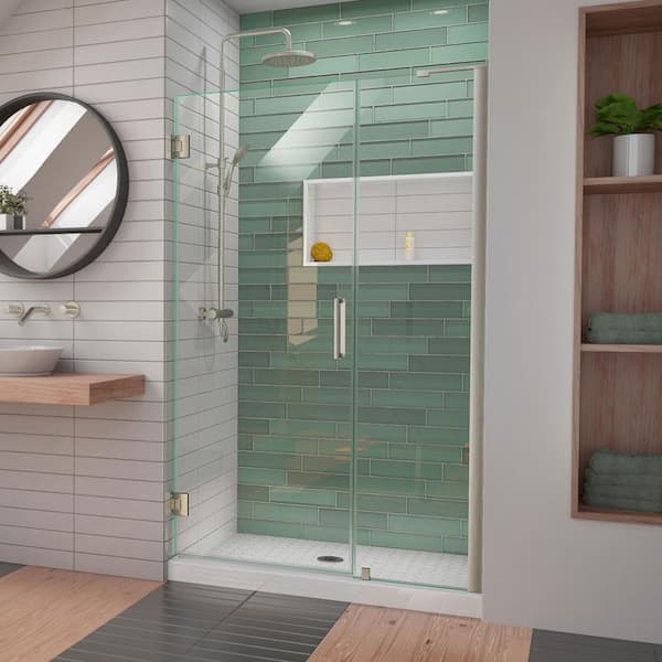 DreamLine Unidoor-LS 43 in. to 44 in. W x 72 in. H Frameless Hinged Shower Door in Brushed Nickel