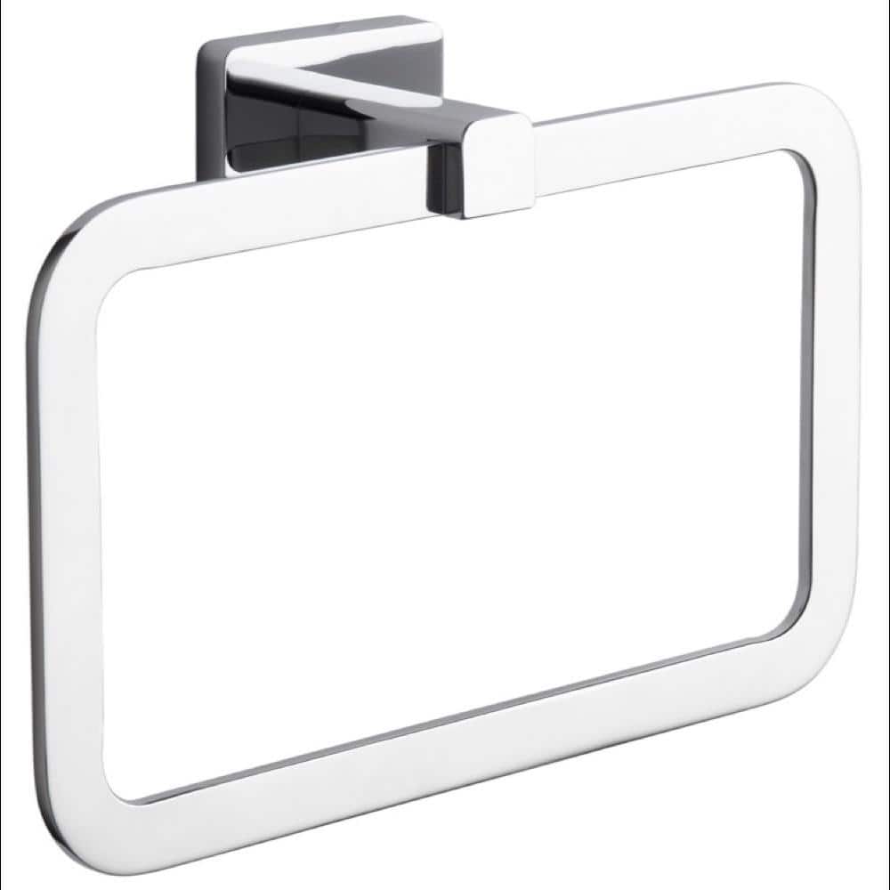 Polished Chrome Rectangular Wall Mounted Towel Ring