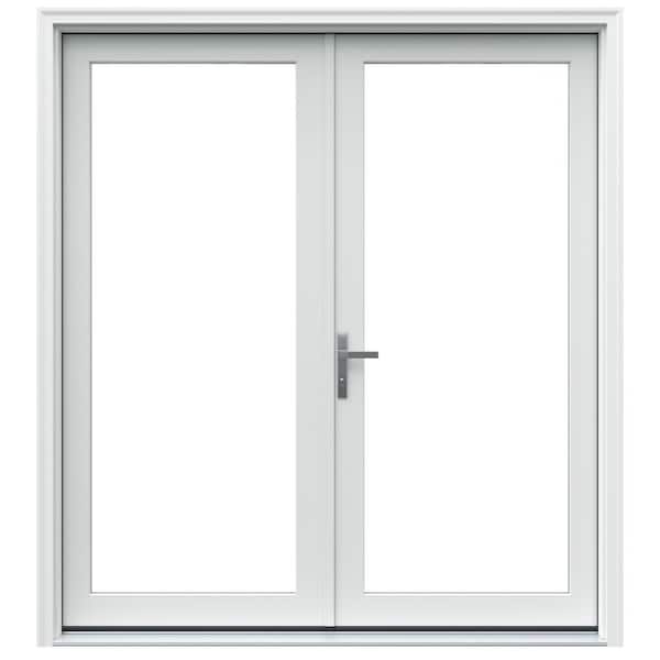 72 in. x 80 in. Left-Hand/Inswing Primed Fiberglass French Patio Door w/ Low-E Glass and Nickel-Handle