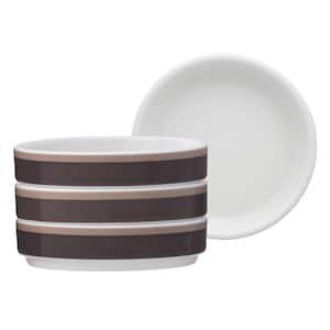 ColorStax Stripe Brown 3.75 in. (Brown) Porcelain Mini Plates, (Set of 4)