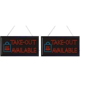 19 in. W x 10 in. H LED Rectangular Take-Out Available Sign with 2 Display Modes (2-Pack)