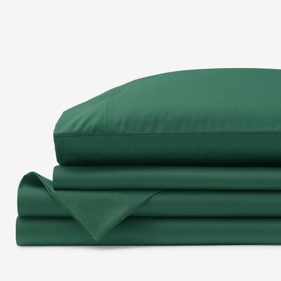 Company Cotton 3-Piece Evergreen Solid 300 Thread Count Wrinkle-Free Sateen Twin XL Sheet Set