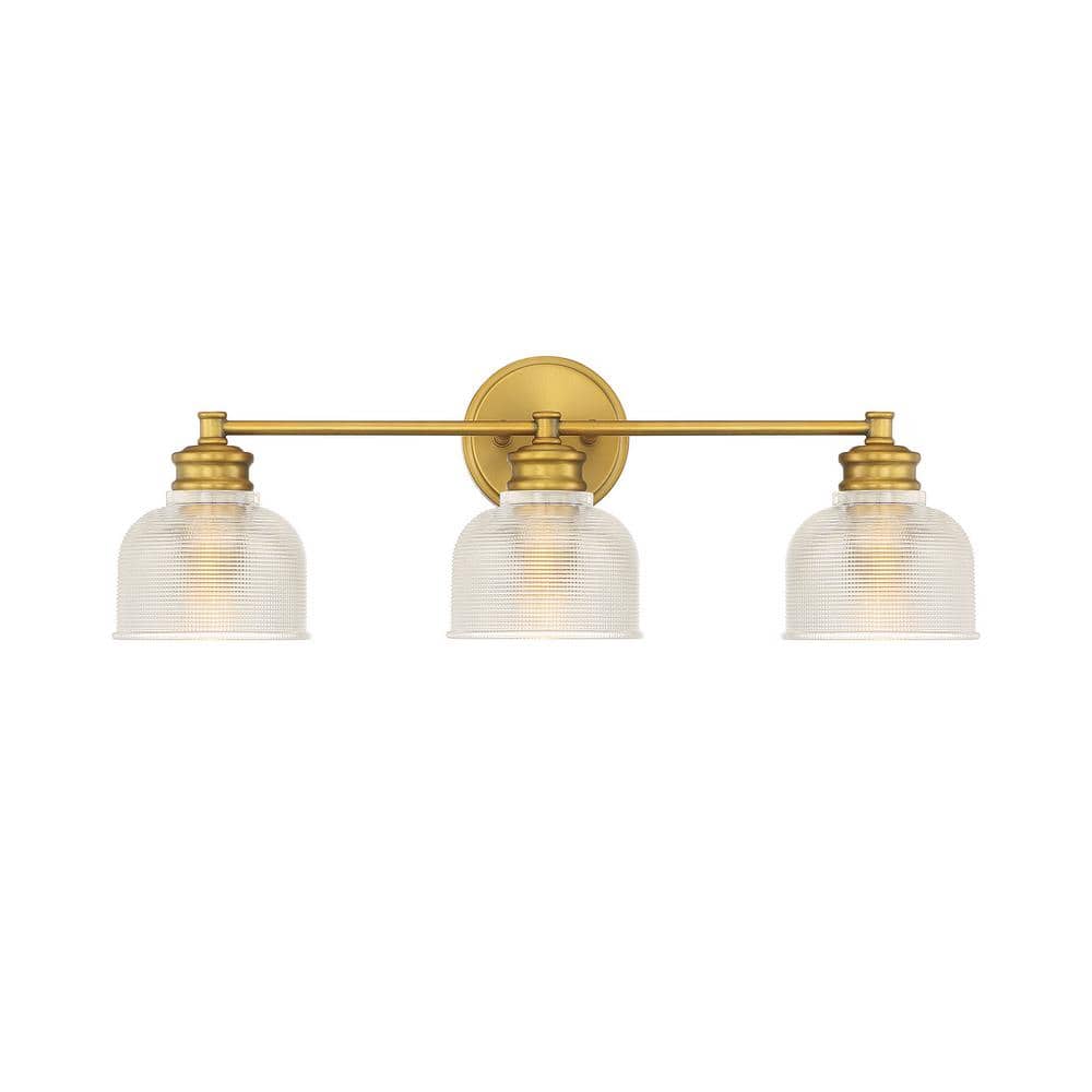 24.25 in. W x 9.25 in. H 3-Light Natural Brass Bathroom Vanity Light with Clear Glass Shades price history on PriceWatchPro