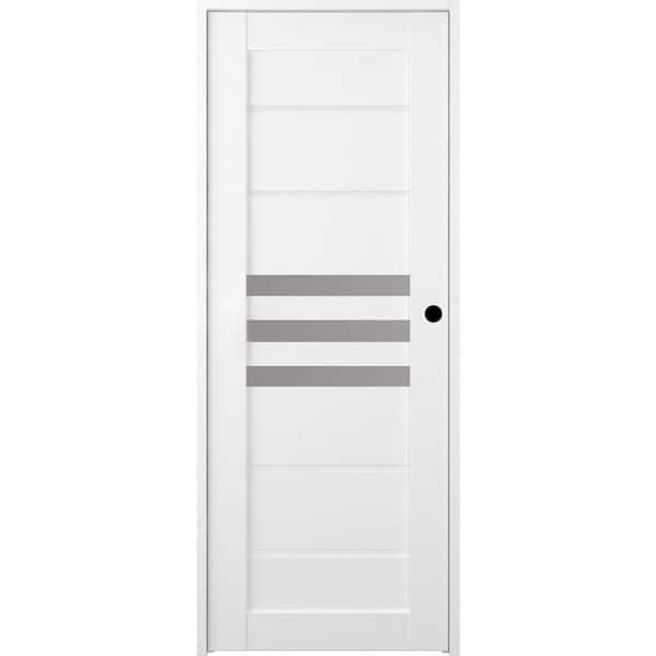 Belldinni Dome 18 in. x 80 in. Left-Hand 3-Lite Frosted Glass Solid Core Bianko Noble Wood Composite Single Prehung Interior Door