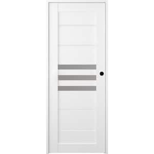 Dome 28 in. x 80 in. Left-Hand 3-Lite Frosted Glass Solid Core Bianko Noble Wood Composite Single Prehung Interior Door