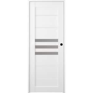 Dome 18 in. x 80 in. Left-Hand 3-Lite Frosted Glass Solid Core Bianko Noble Wood Composite Single Prehung Interior Door