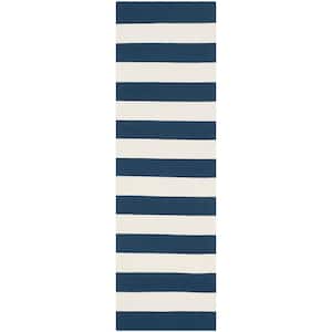 Montauk Navy/Ivory 2 ft. x 13 ft. Striped Runner Rug