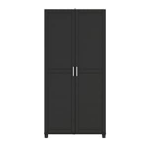 Wood Freestanding Garage Cabinet in Black (36 in. W x 74 in. H x 15 in. D)