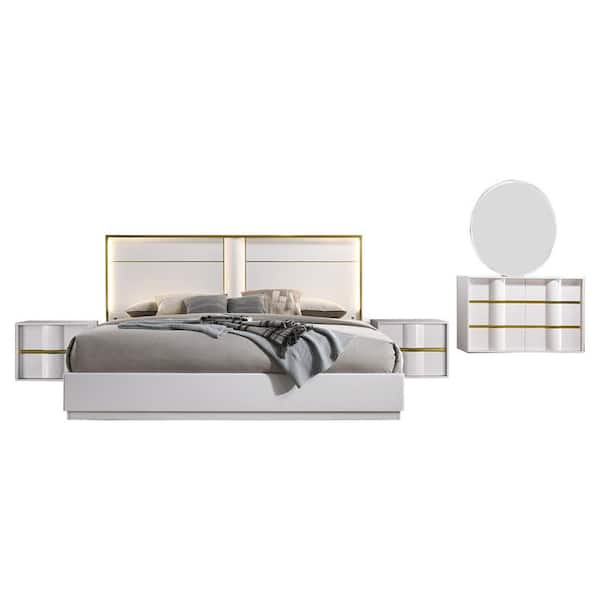 Best Master Furniture Havana White/Gold Modern California King Bedroom Set (5-piece)
