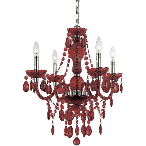 AF Lighting Naples 4-Light Red Mini Chandelier