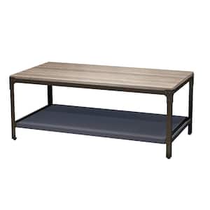 46 in. Black Rectangle Wood Coffee Table with Metal Frame