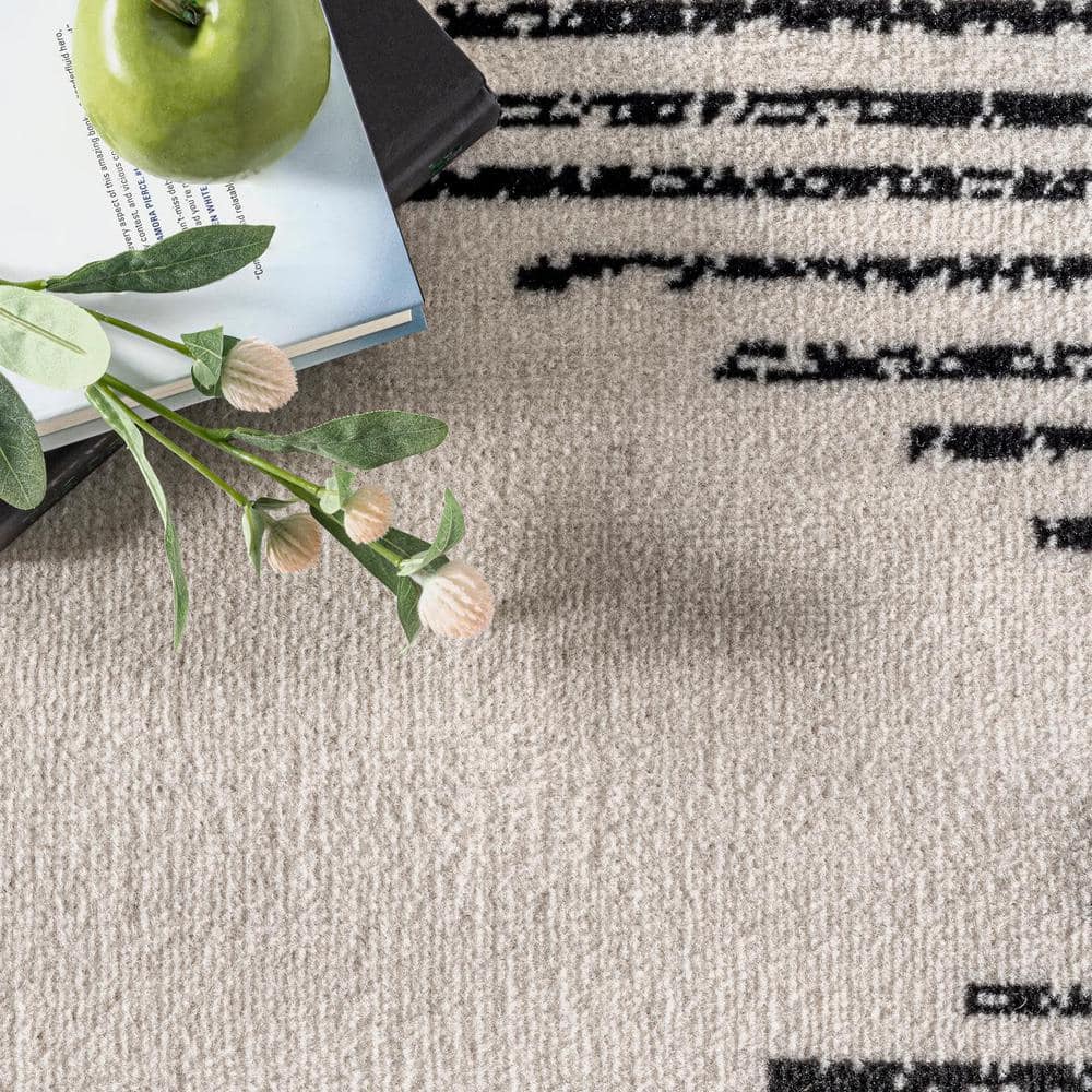 Romina Gray and Black 9' x 12' Synthetic Area Rug