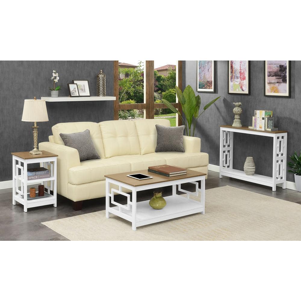 Driftwood and White Wood Console Table with Storage Shelf