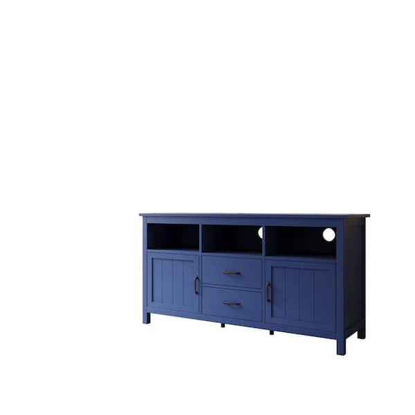 Unbranded 57 in. Navy TV Stand Fits TV's up to 68 in. with 2-Doors and 2-Drawers