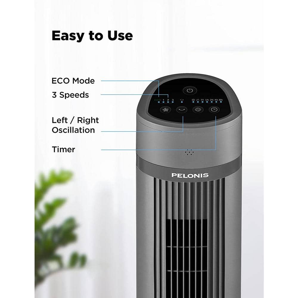 Pelonis 40'' Black Oscillating Tower Fan with Remote Control