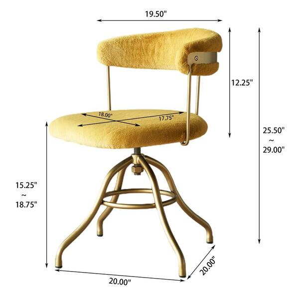 Height adjustable Yellow Faux Fur Makeup Chair set of 1 M 7795