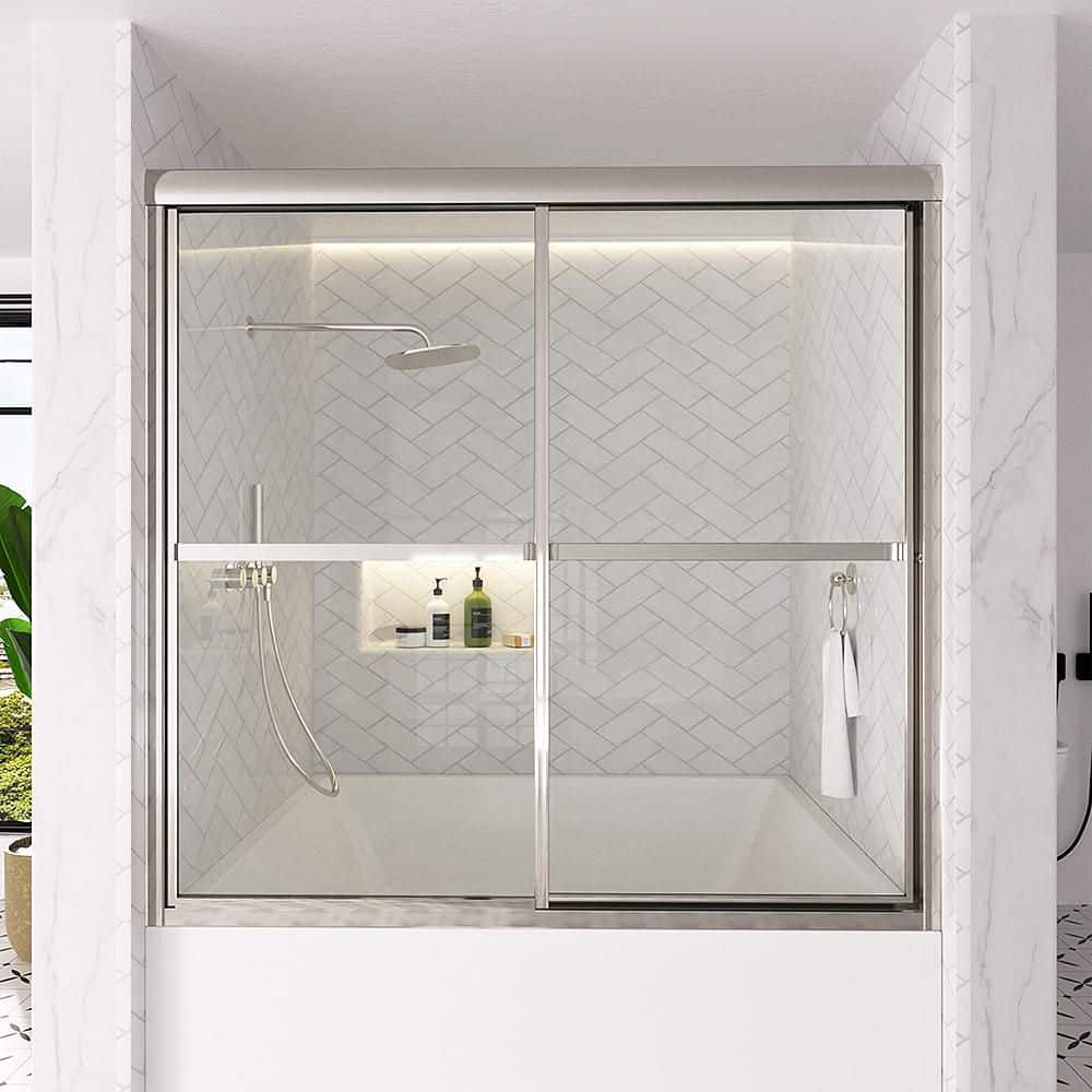 Astral 59.5 in. W x 56.75 in. H Framed Sliding Tub Door in Chrome with 1/8 in. Clear Tempered Glass price history on PriceWatchPro