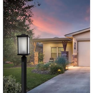15 in. H x 6.35 in. W Black Housing with Frost Acrylic Lens Square Decorative Composite Post Top Light w/3000K LED Lamp